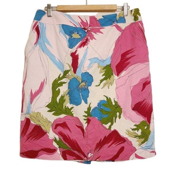 Anne Klein Dresses & Skirts - Anne Klein | Pink and Green Floral Print Pencil Skirt (Size 14)